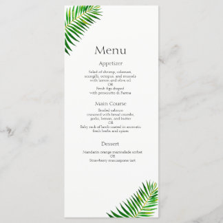 Menyn Tropical grönt handflatan lövs bröllop Meny