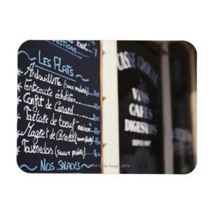 Menyn undertecknar utanför en Cafe i Bordeaux, Magnet