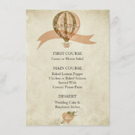 Menyn vintage Luftballong Bröllop Meny