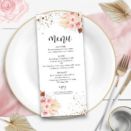 Menyn Watercolor Bröllop | Boho Blommigt Glitter Meny