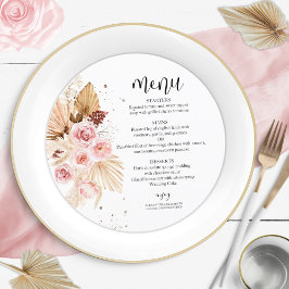 Menyn Watercolor Bröllop | Boho Blommigt Glitter Meny