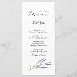 Menyn Watercolor Lavender Bröllop Meny