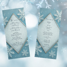 Menyn Winter Wonderland Blue Snowy Romantic bröllo Program