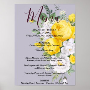 Menysignatur för Blommigt för Rustic ljus Gult Poster