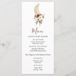 Menysignatur för Boho Beige Måne Baby Shower Menu  Meny