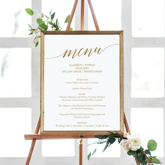 Menysignatur för elegant Guld Calligraphy Bröllop Poster (Skapare uppladdad)