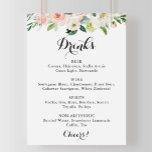 Menysignatur för enkel Blommigt Grönt Bröllop Drin Poster<br><div class="desc">Denna enkla menyskylt för bröllop-drycker i blommigt är perfekt för ett tropiskt bröllop. Utformningen har en underbar vit,  rosa och  handmålad ro inbäddad i gröntens blad,  inspirerande konstnärlig skönhet.</div>