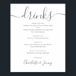 Menysignatur för grått och vitt Namnteckning skrip Poster<br><div class="desc">Det här eleganten är ett minsta menytecken för drycker på menyn är perfekt för bröllop firande. Designad av Thisisnotme©</div>