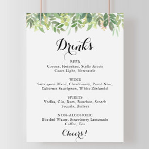 Menysignatur för Grey Botanical Bröllop Drinks Poster