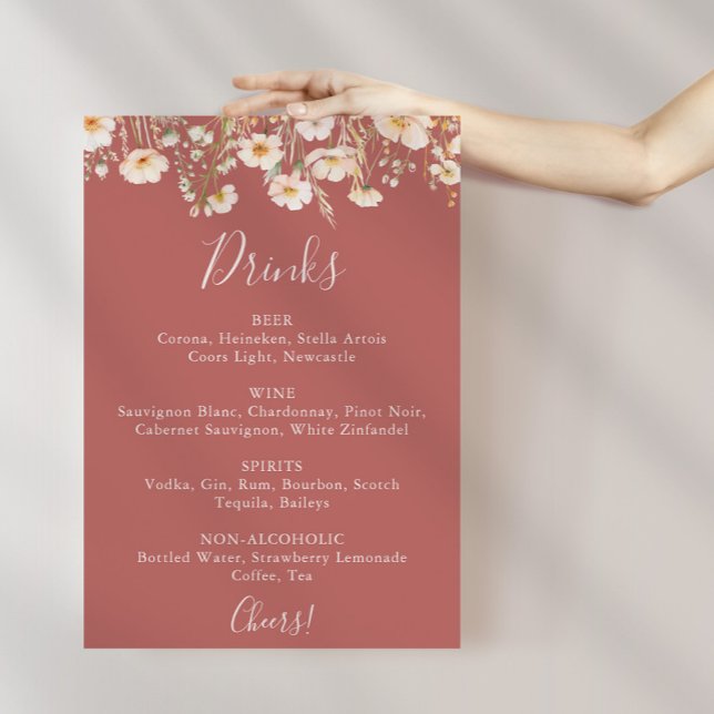 Menysignatur för Klassisk  Wildbloms Bröllop Drink Poster (Skapare uppladdad)