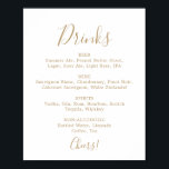Menysignatur för minimalistisk Guld-Bröllop-drinks Poster<br><div class="desc">Detta minimalistiska menytecken för guld bröllop är perfekt för ett enkelt bröllop. Den moderna romantiska designen har klassisk guld och vit typografi parad med en rografi av rustik men elegant med vintage hand-bokstäver i stil. Anpassade i alla färg. Behålla designen enkel och elegant, som den är, eller anpassa den genom...</div>