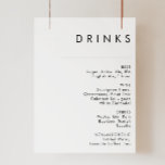 Menysignatur för Modern Minimalist Bröllop Drinks Poster<br><div class="desc">Det här moderna minimalistiska bröllop-drycksmenymärket är perfekt för din klassboho bröllop. Dess enkla, unika abstrakta utformning tillsammans med ett minimalt skript för contemporaryn och ett vitt och svart färg palett ge som den här produkten känner av elegantens formella lyx samtidigt som den förblir förenklad, chic bohemisk. Behålla den som den...</div>