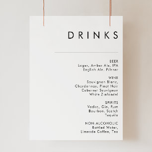 Menysignatur för Modern Minimalist Bröllop Drinks Poster