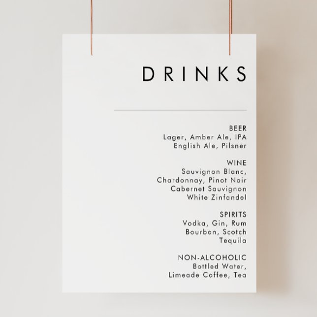 Menysignatur för Modern Minimalist Bröllop Drinks Poster (Skapare uppladdad)