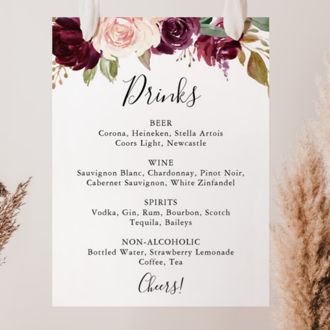 Menysignatur för Rustic Blommigt Botanical Bröllop Poster (Skapare uppladdad)