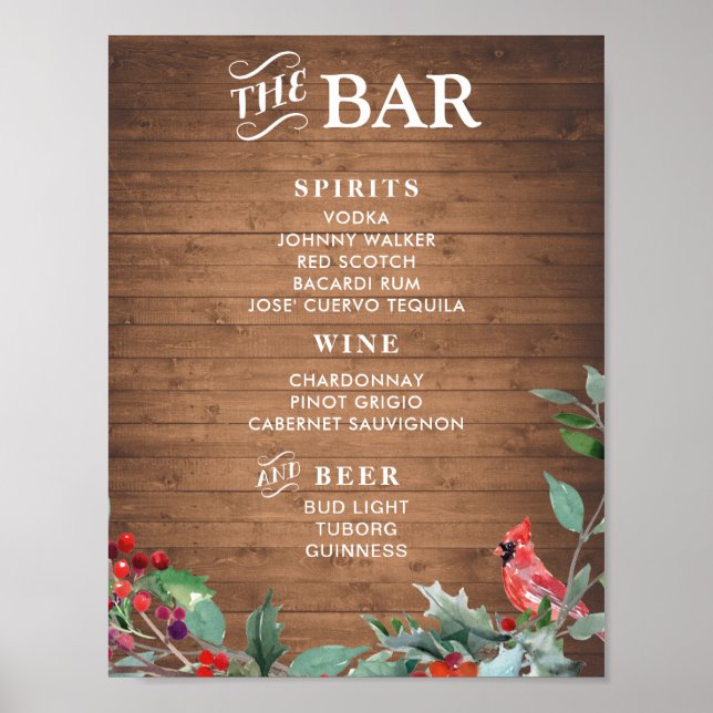Menysignatur för Rustic chic Pub | JULFEST PUB Poster (Framsidan)