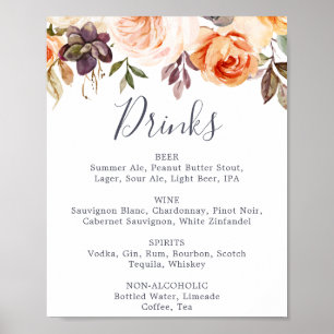 Menysignatur för Rustic Earth Blommigts Bröllop Dr Poster