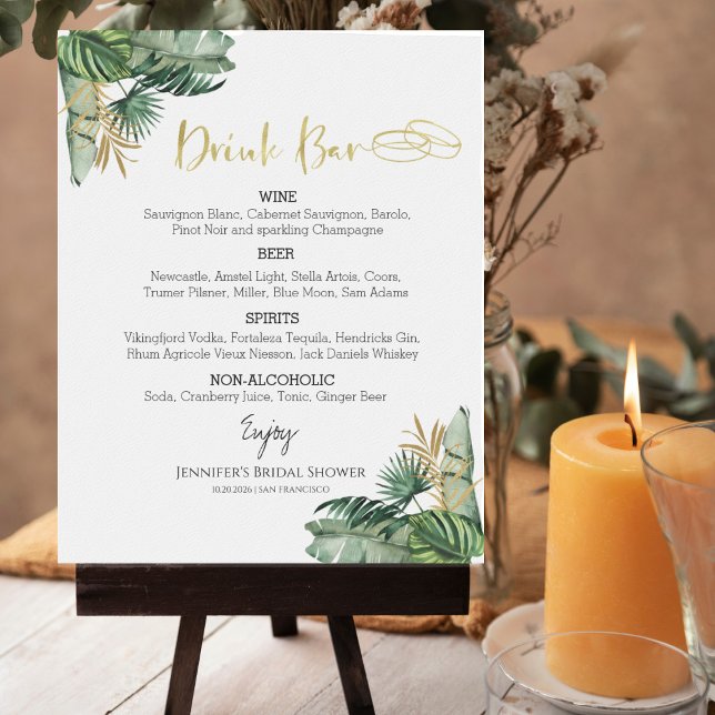 Menysignatur för Tropical Bachelorette Drinks Poster (Skapare uppladdad)