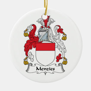 Menzies familjvapensköld julgransprydnad keramik
