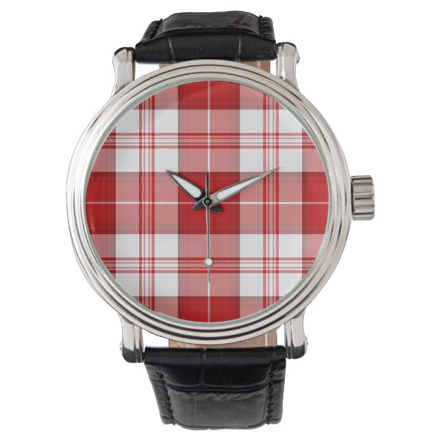 Menzies tartan Red White plaid Armbandsur (Framsida)