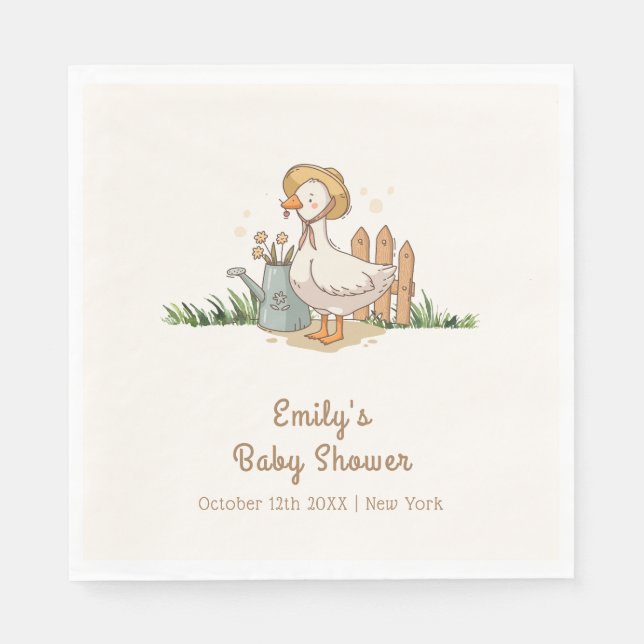 Meodow Vintage Little Duckling Garden Baby Shower Pappersservett (Framsidan)