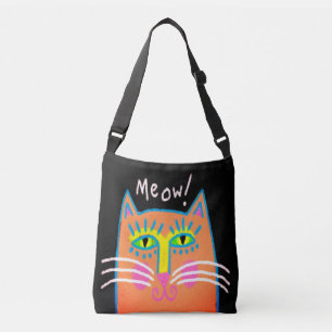 Meow! Abstrakt Orange Kat Art-knapp Axelväska