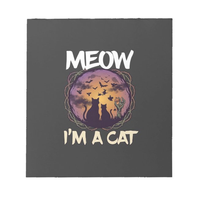 Meow Am Cat Halloween Night Witch Pumpkin_1 Anteckningsblock (Framsida)