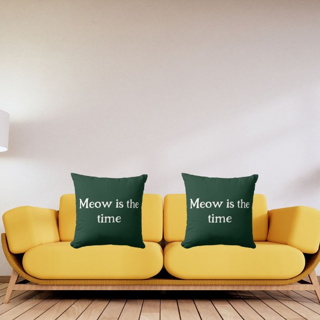 Meow är den tidskrävande Grönten Retro Animal Cute Kudde (Skapare uppladdad)