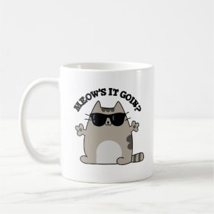 Meow är det som går i Funny Cat Pun Kaffemugg