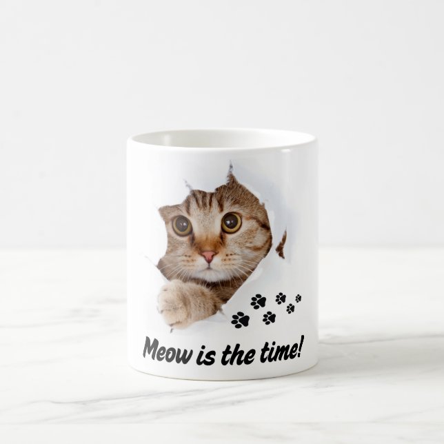 Meow är tiden - kute Cat Kaffemugg (Center)