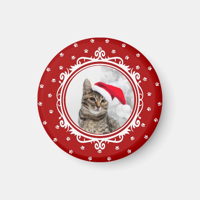 "Meow-året i Lycklig!" Cat Lover jul Magnet (Framsidan)