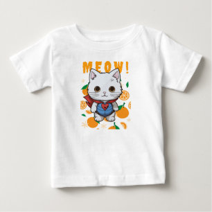 "MEOW!" Bedårande superhjältekattt-shirt för bebis T Shirt