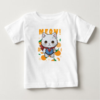 "MEOW!" Bedårande superhjältekattt-shirt för bebis T Shirt