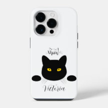Meow Black Cat Golden Ögon Anpassade