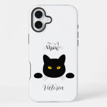 Meow Black Cat Golden Ögon Anpassade