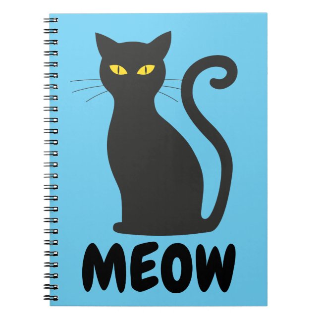MEOW BLACK CAT SPIRAL NOTEBOOK ANTECKNINGSBOK (Framsidan)
