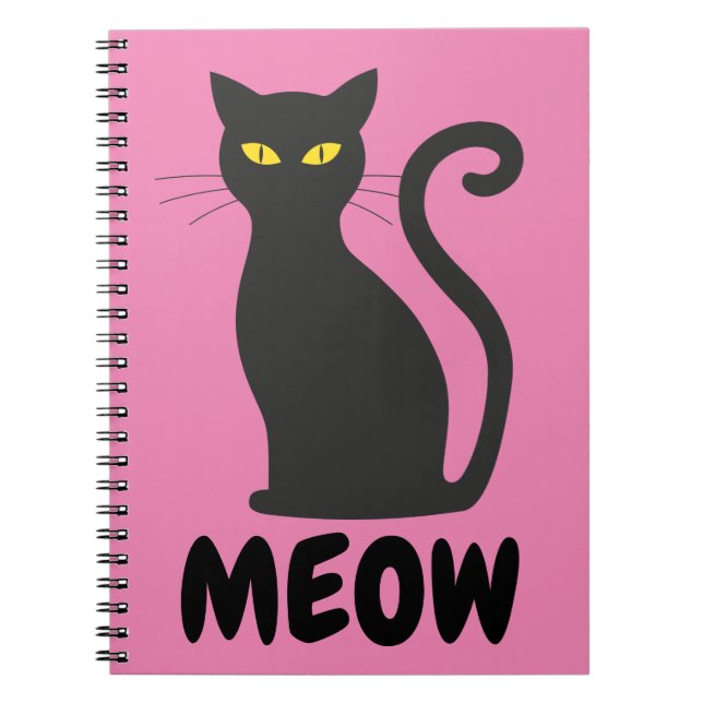 MEOW BLACK CAT SPIRAL NOTEBOOK ANTECKNINGSBOK (Framsidan)