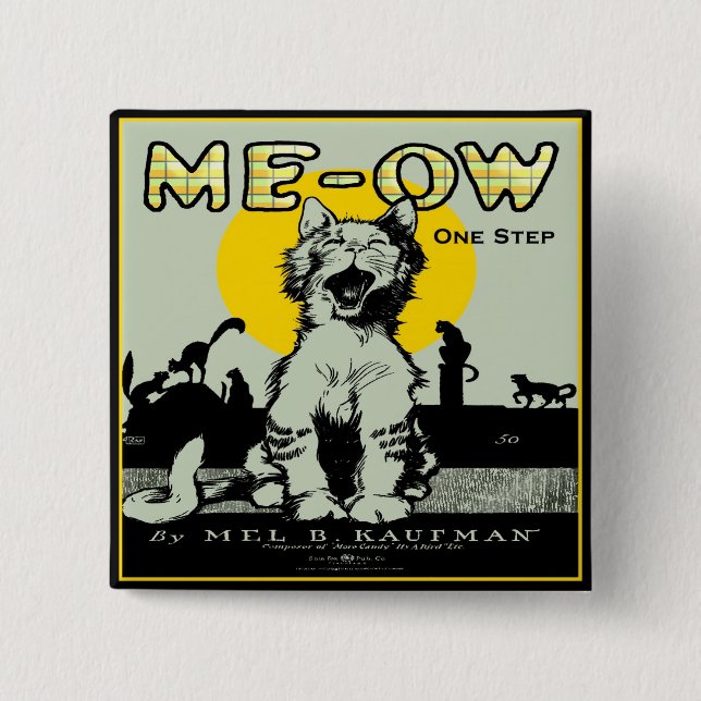 Meow Cat Art - Vintage Knapp (Framsida)