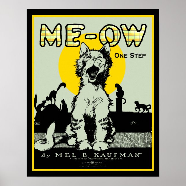 Meow Cat Art - Vintage Poster (Framsidan)