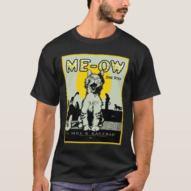 Meow Cat Art - Vintage Tee Shirt (Framsida)