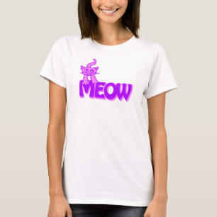Meow Cat Graphics lila rosa t-shirt