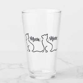 Meow Cat Line Art | Minimalistisk kattdesign Glaskopp