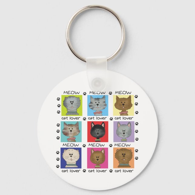 Meow Cat Lover Tshirts och presenter Nyckelring (Framsida)