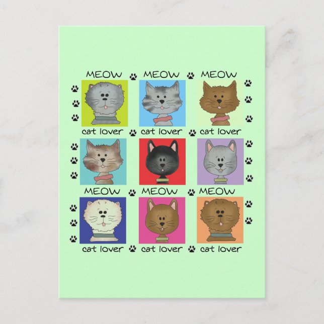 Meow Cat Lover Tshirts och presenter Vykort (Framsida)
