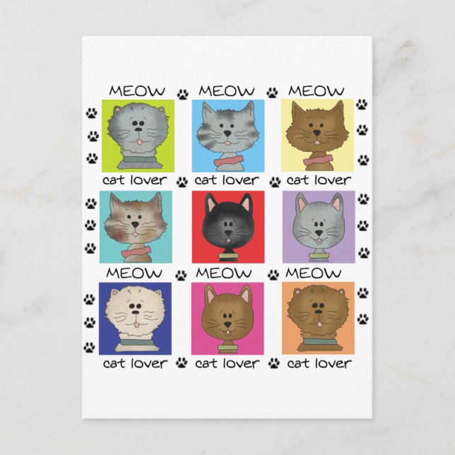 Meow Cat Lover Tshirts och presenter Vykort (Framsida)