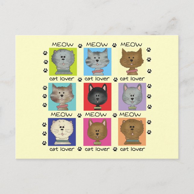 Meow Cat Lover Tshirts och presenter Vykort (Framsida)