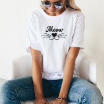 Meow Cat Mustache Nose Heart Funny Minimalist