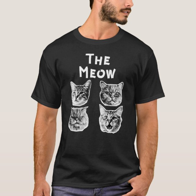 Meow Cat Retro T Shirt (Framsida)