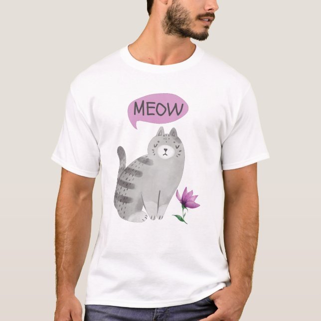 Meow Cat T Shirt (Framsida)