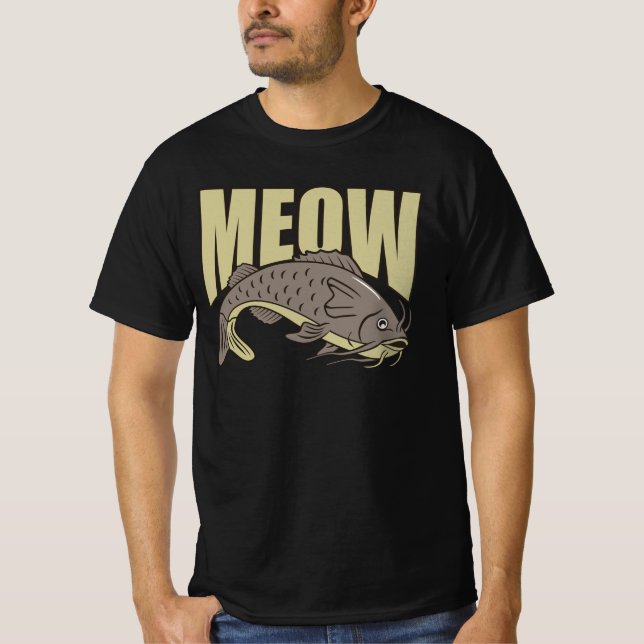 Meow Catfish Lung Fiske Älskare Retro T Shirt (Framsida)